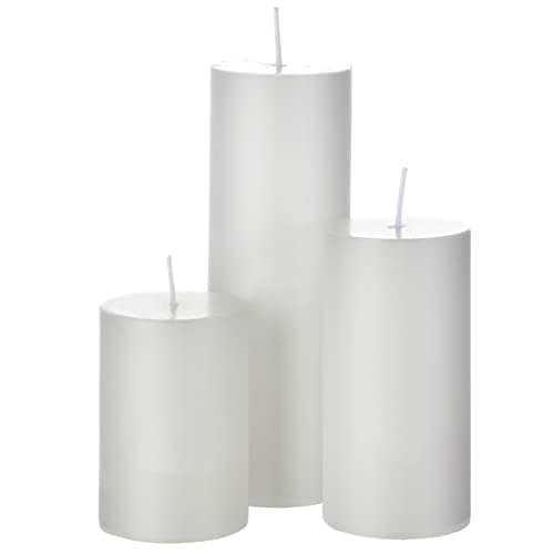 Shihanee Set of 36 Pillar Candles and Glass Cylinder Vases for Wedding Centerpieces (White,2.6'' X 4.7'', 5.9'', 7.9'')