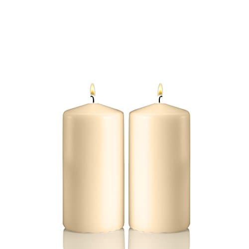 White Pillar Candles - Unscented Set of 2 - 6 inch Tall, 3 inch Thick - 36 hour Burn Time