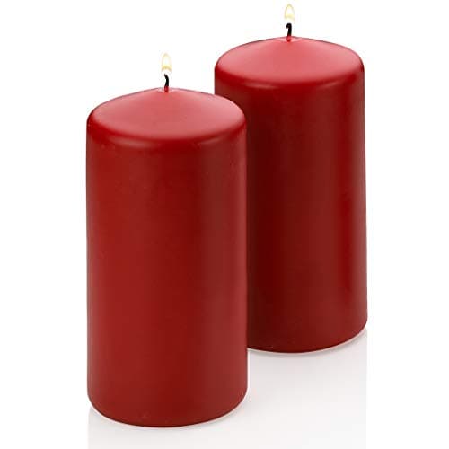 White Pillar Candles - Unscented Set of 2 - 6 inch Tall, 3 inch Thick - 36 hour Burn Time