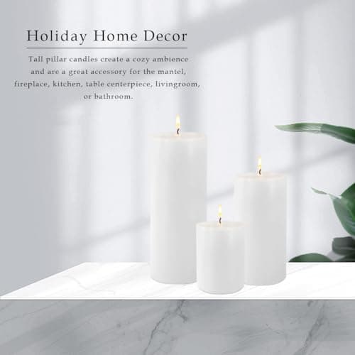 3 Pack White Pillar Candles for Power Outages & Emergency
