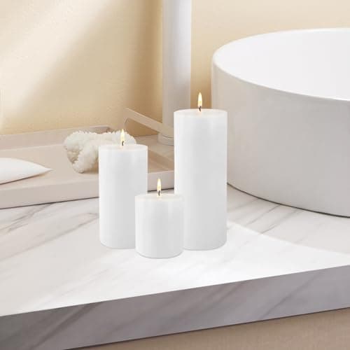 3 Pack White Pillar Candles for Power Outages & Emergency
