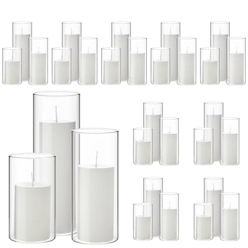 Slim Pillar Candle Holder Set - 60 Pcs - Table Decoration for Shoppers