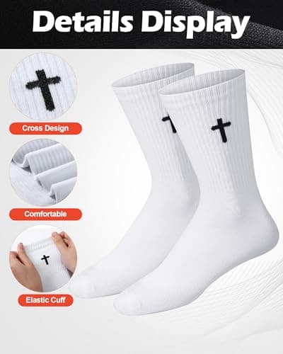 Shihanee Men's Religious Cross Crew Socks Christian Gifts
