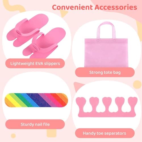 Kids Pink Foot Spa Kit with Towels & Nail Care for Girl Spa Parties