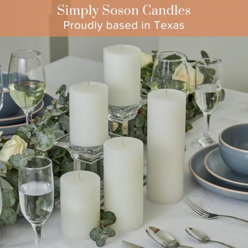 Rustic 3x6 inch White Pillar Candles Set of 6, Unscented for Weddings, Parties, Spas