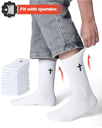 Shihanee Men's Religious Cross Crew Socks Christian Gifts