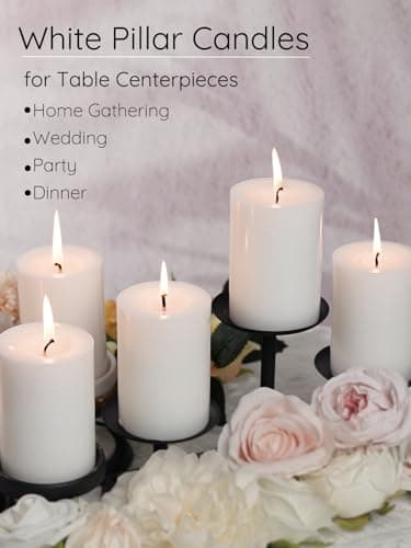 High-Quality White Pillar Candles Set for Weddings, Parties, Spas and Dining