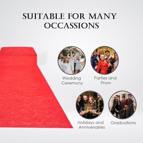 Disposable Red Carpet Runner for Events, 50 x 3 Feet