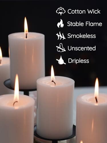 High-Quality White Pillar Candles Set for Weddings, Parties, Spas and Dining