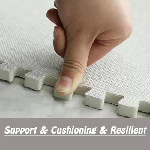 Plush Puzzle Foam Floor Mats, Interlocking Playmat Tiles for Home, Gym, Bedroom, Playroom