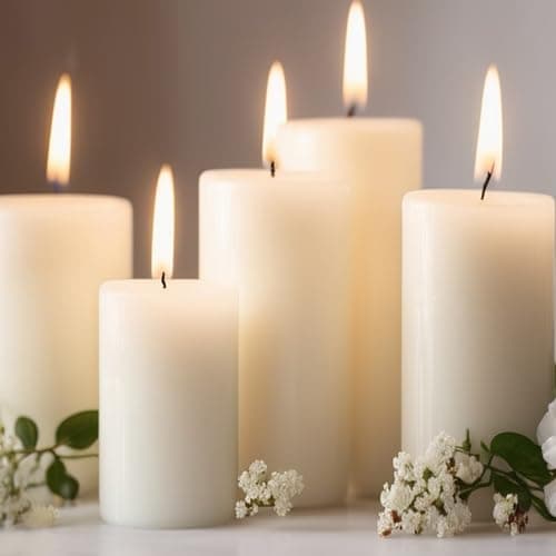 Unscented Pillar Candles, 3x6 inch, 74 Hours Burning, Set of 6, Dripless and Smokeless, for Dinner Table, Wedding, Spa, Aromatherapy, Party