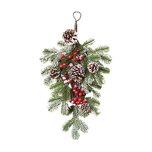 2Pcs Artificial Greenery Swag with Berry Pine Cone for Christmas Décor