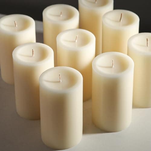 Unscented Pillar Candles, 3x6 inch, 74 Hours Burning, Set of 6, Dripless and Smokeless, for Dinner Table, Wedding, Spa, Aromatherapy, Party