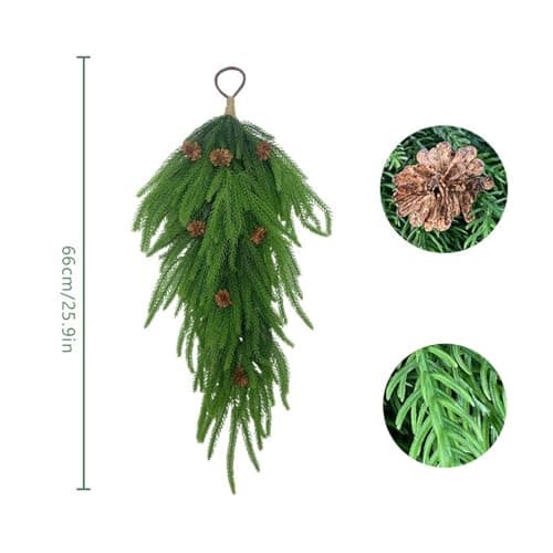 Christmas Teardrop Swag for Front Door or Wall - Artificial Winter Pine Swag