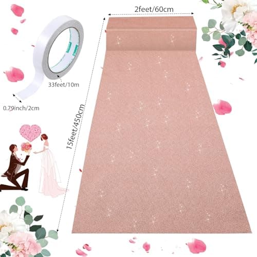 Premium Sequin Aisle Runner for Weddings(Rose Gold, 2 x 15 ft)