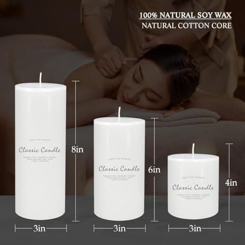 3 Pack White Pillar Candles for Power Outages & Emergency