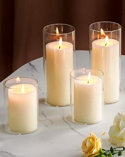 Unscented White Pillar Candles Set of 3, Long-Lasting for Wedding, Spa, Dinner Parties, Home Decor