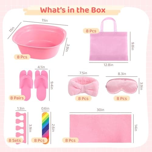 Kids Pink Foot Spa Kit with Towels & Nail Care for Girl Spa Parties