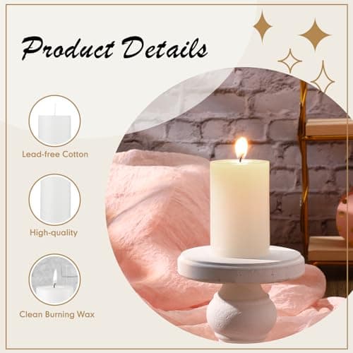 24-Piece Ivory Pillar Candle Set for Wedding, Party, and Home Spa