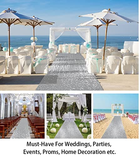 Silver Sequin Wedding Aisle Runner for Bride