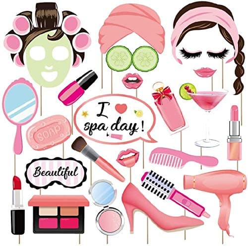 Spa Photo Booth Props with Stick for Women and Girls