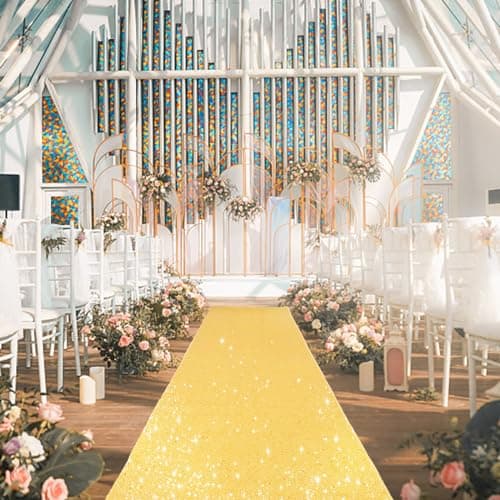 Wedding Aisle Runner Gold 2FTx15FT Sequin Carpet for Wedding Ceremony Decoration