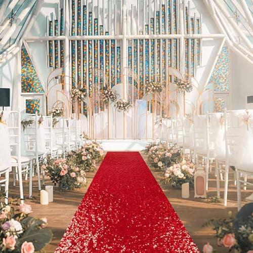 Wedding Aisle Runner Gold 2FTx15FT Sequin Carpet for Wedding Ceremony Decoration