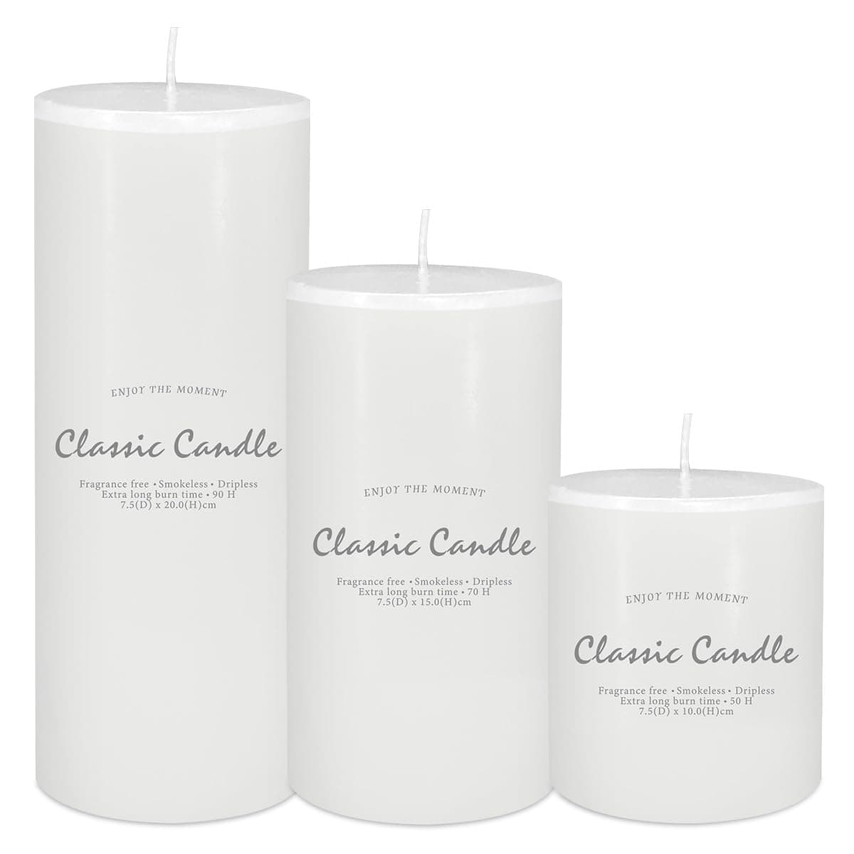 3 Pack White Pillar Candles for Power Outages & Emergency