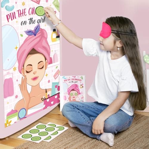 Hxezoc Spa Party Games - Pin The Cucumbers on The Girl with 42 Pcs Cucumber Stickers