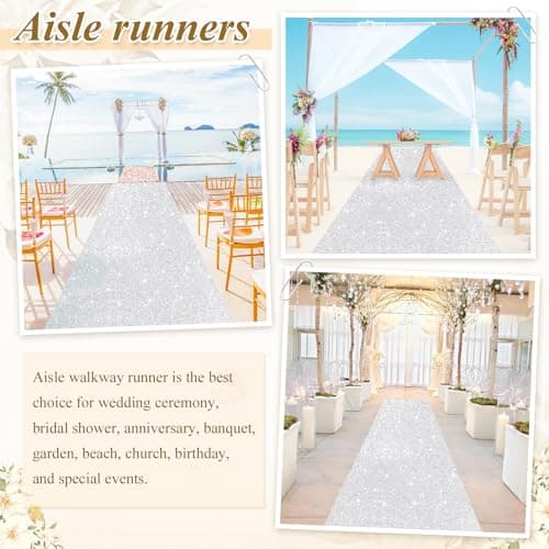 Silver Aisle Runner for Wedding Ceremony