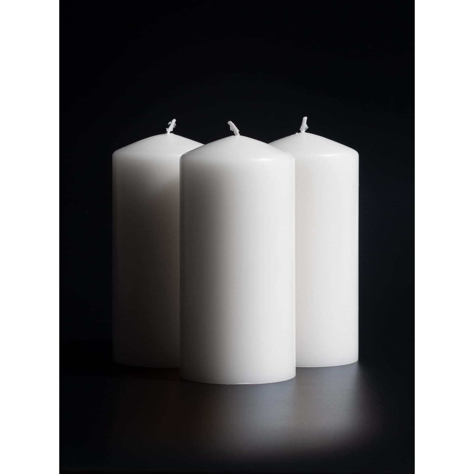 Large White Pillar Candle Set of 3