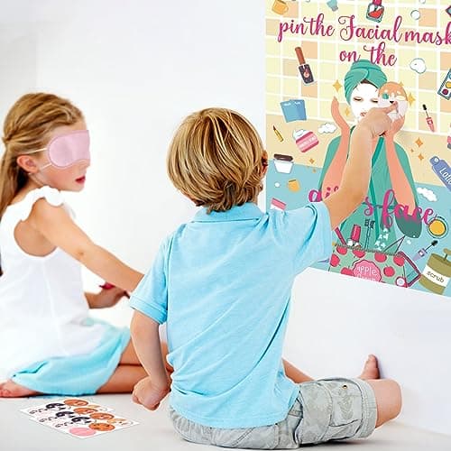 Spa Party Games, Facial Mask Poster for Kids' Spa Birthday Party