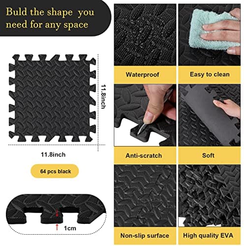 Shihanee Foam Floor Tiles for Baby Playroom (64 Pcs)