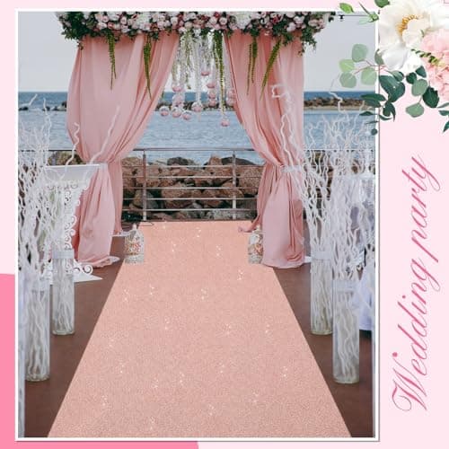Premium Sequin Aisle Runner for Weddings(Rose Gold, 2 x 15 ft)