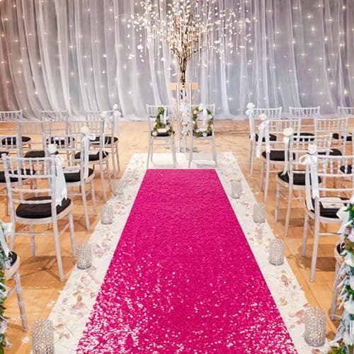 Wedding Aisle Runner Gold 2FTx15FT Sequin Carpet for Wedding Ceremony Decoration