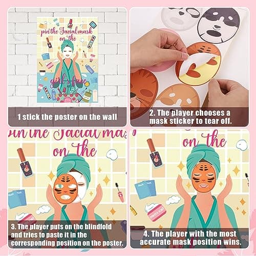 Spa Party Games, Facial Mask Poster for Kids' Spa Birthday Party