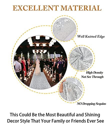 Silver Sequin Wedding Aisle Runner for Bride