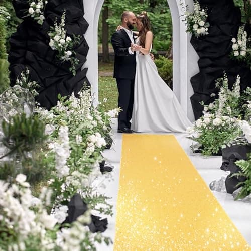 Wedding Aisle Runner Gold 2FTx15FT Sequin Carpet for Wedding Ceremony Decoration
