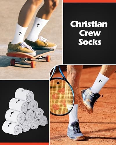 Shihanee Men's Religious Cross Crew Socks Christian Gifts