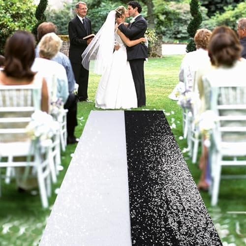 Wedding Aisle Runner Gold 2FTx15FT Sequin Carpet for Wedding Ceremony Decoration