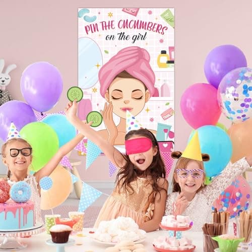 Hxezoc Spa Party Games - Pin The Cucumbers on The Girl with 42 Pcs Cucumber Stickers