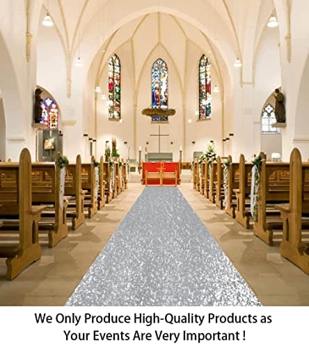 Silver Sequin Wedding Aisle Runner for Bride