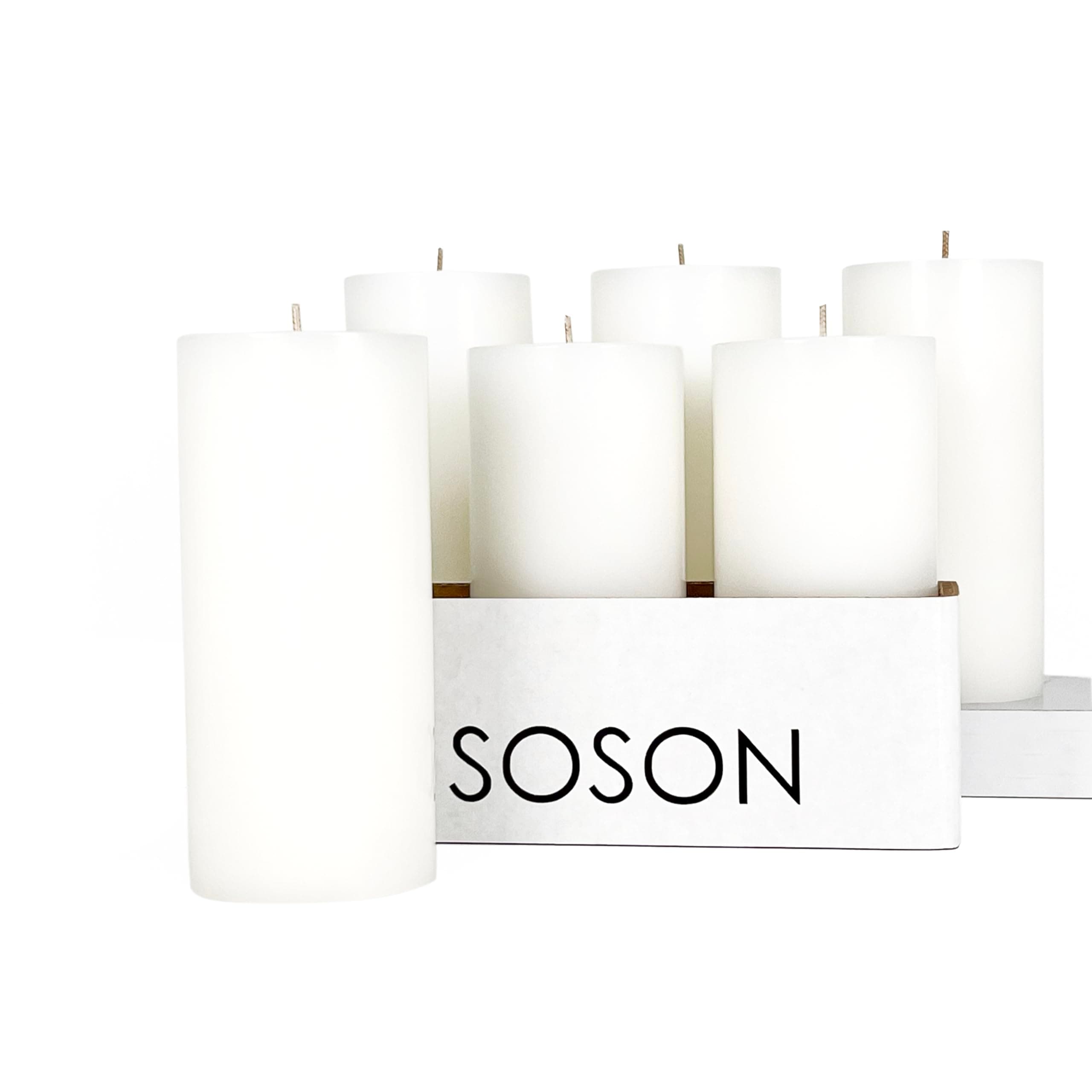 Rustic 3x6 inch White Pillar Candles Set of 6, Unscented for Weddings, Parties, Spas