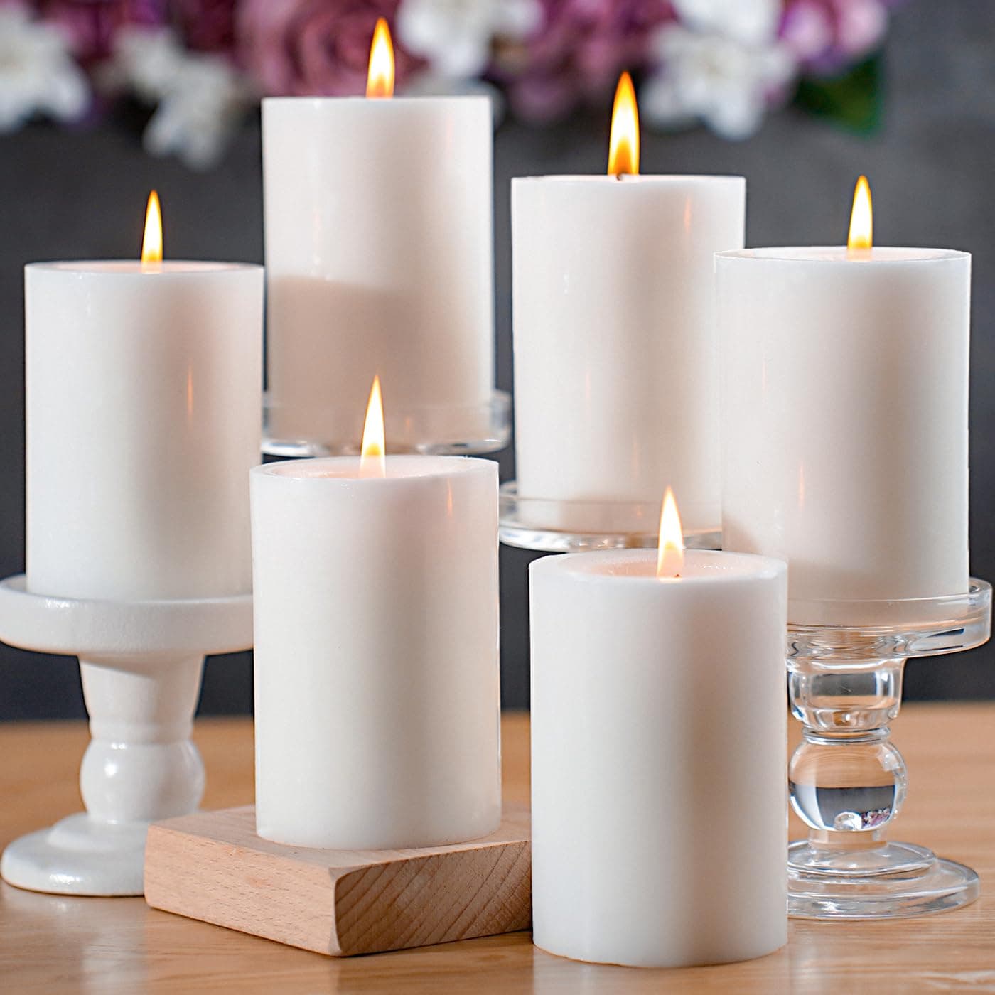 High-Quality White Pillar Candles Set for Weddings, Parties, Spas and Dining