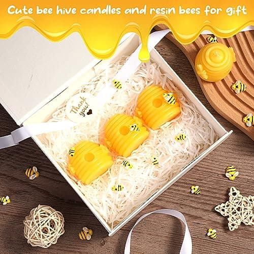 Shihanee 55 Pcs Honeycomb Candles Beeswax Beehive Set Baby Shower Favors