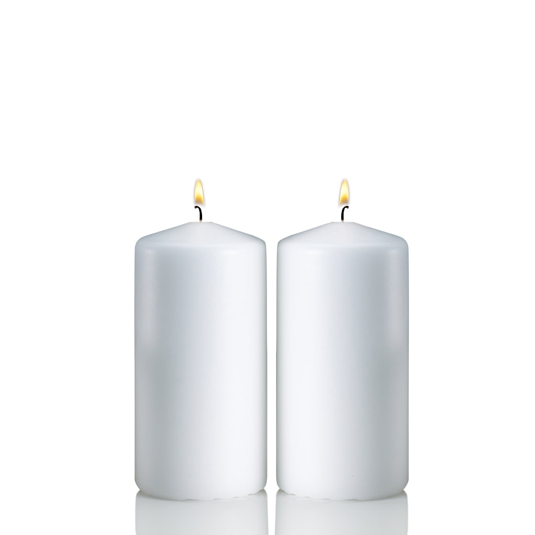White Pillar Candles - Unscented Set of 2 - 6 inch Tall, 3 inch Thick - 36 hour Burn Time