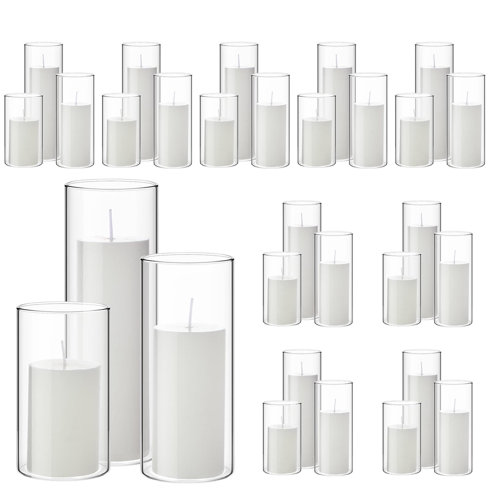 Slim Pillar Candle Holder Set - 60 Pcs - Table Decoration for Shoppers