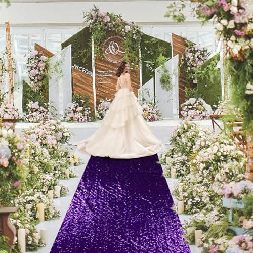 Wedding Aisle Runner Gold 2FTx15FT Sequin Carpet for Wedding Ceremony Decoration