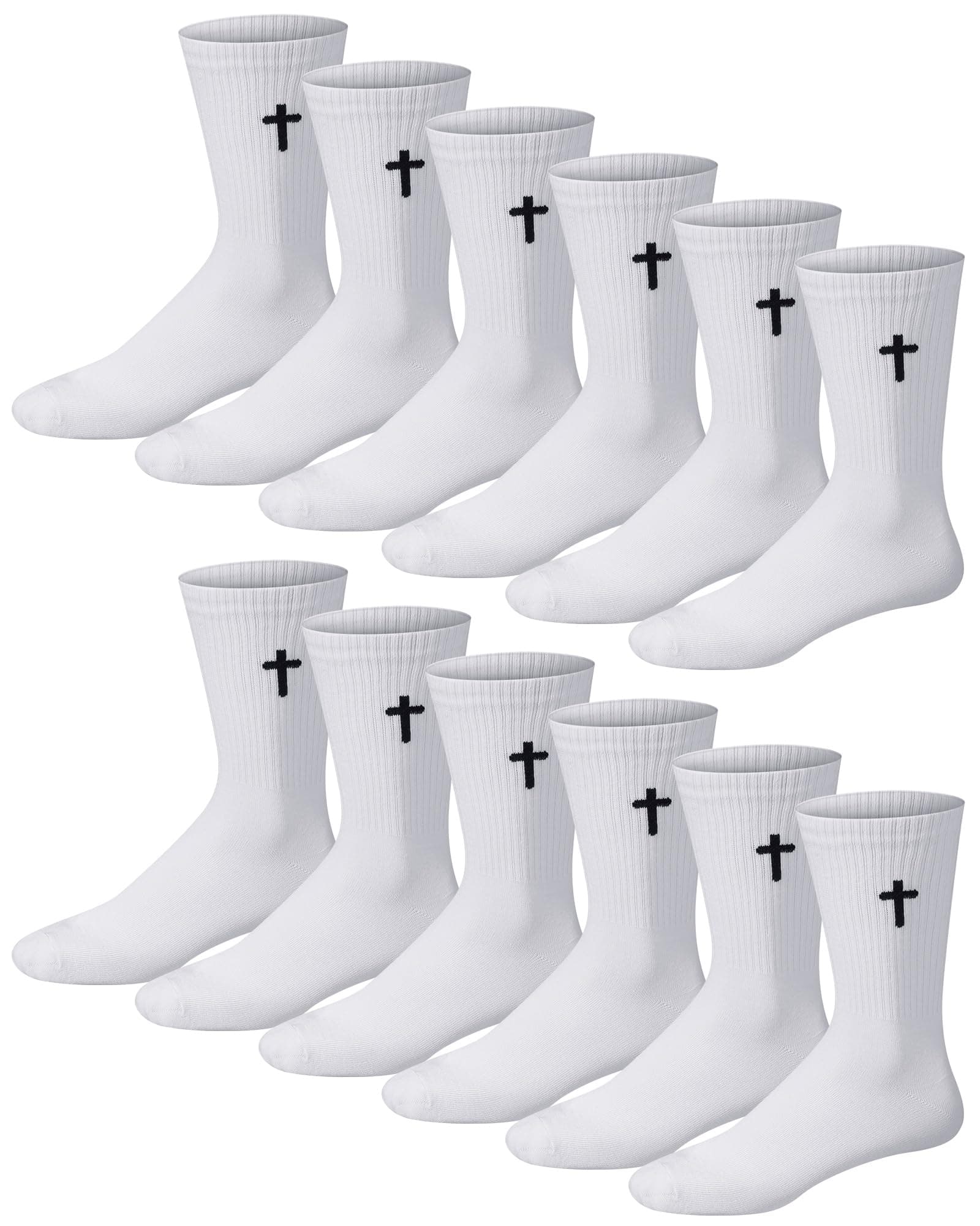 Shihanee Men's Religious Cross Crew Socks Christian Gifts